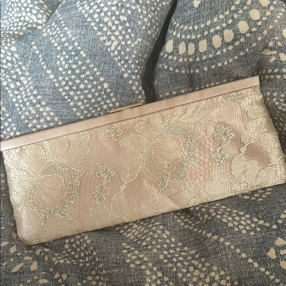 Banana Republic Cream Clutch with Floral lace Embroidery